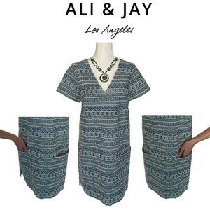 ALI & JAY Safari Blue & White Shift Midi Dress